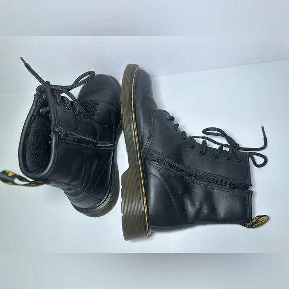 Dr. Doc martens black leather boots size US M 5 US L 6 - Picture 4 of 7